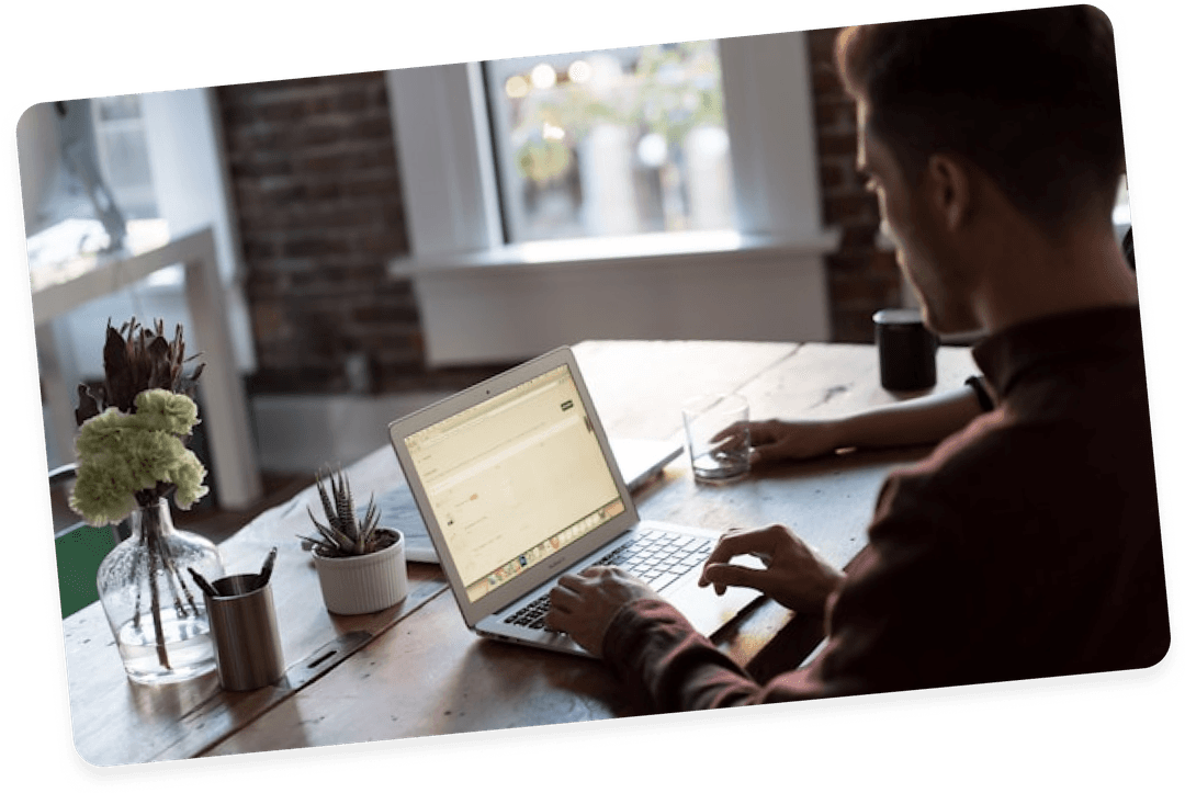 man on computer