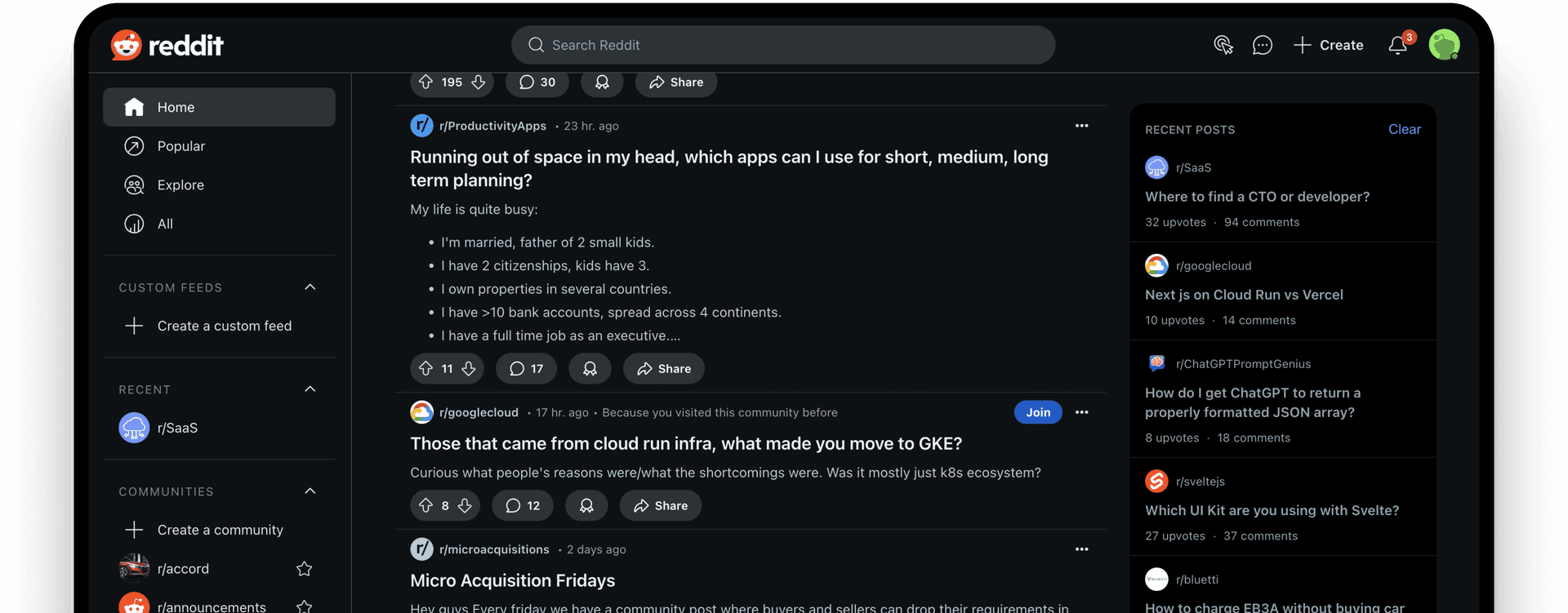 reddit interface